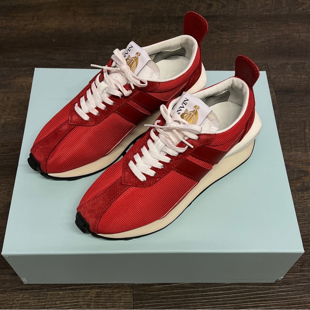 Lanvin Mens Red Bumpr Sneaker Nylon & Suede sz EU40/US7 Brand New